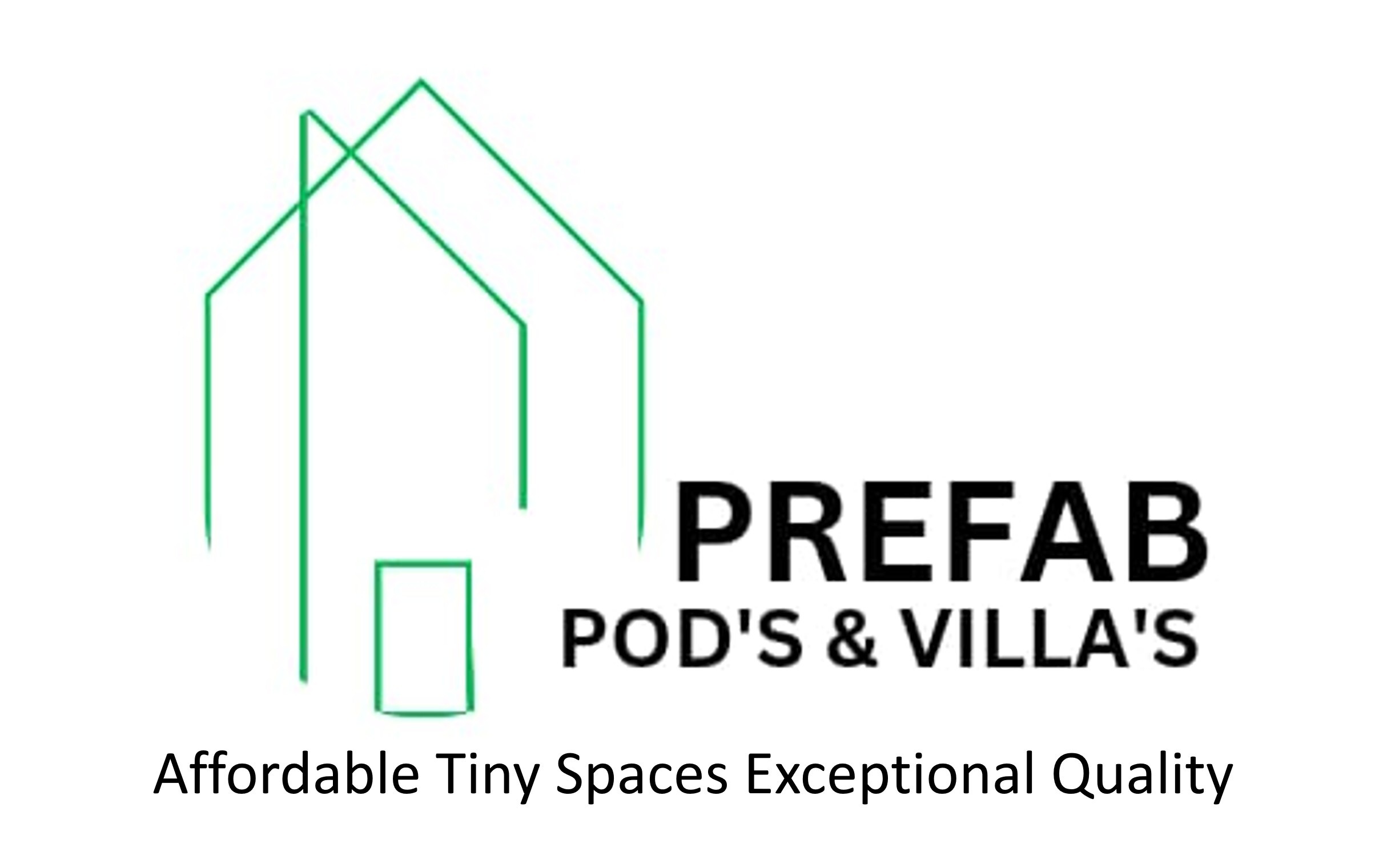 UPDATED Prefabs Pods & Villas Logo in White